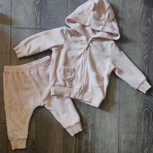 Carter's Light Pink Hooded Zip Terry Jacket Set 6mos